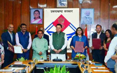 मुख्यमंत्री धामी की उपस्थिति में सचिवालय में किये गये तीन महत्वपूर्ण समझौते।