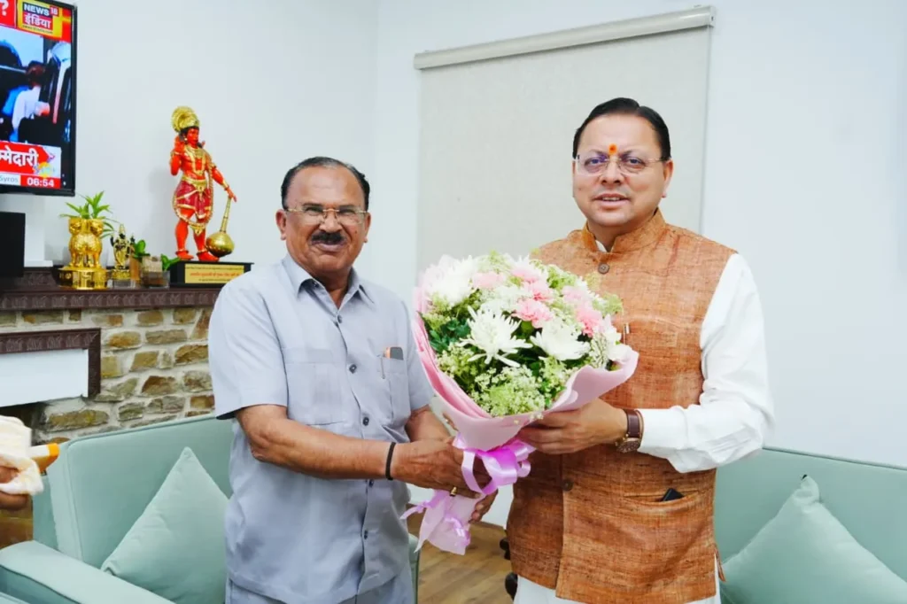 मुख्यमंत्री पुष्कर सिंह धामी से राजस्थान विधानसभा अध्यक्ष वासुदेव देवनानी ने की शिष्टाचार भेंट
